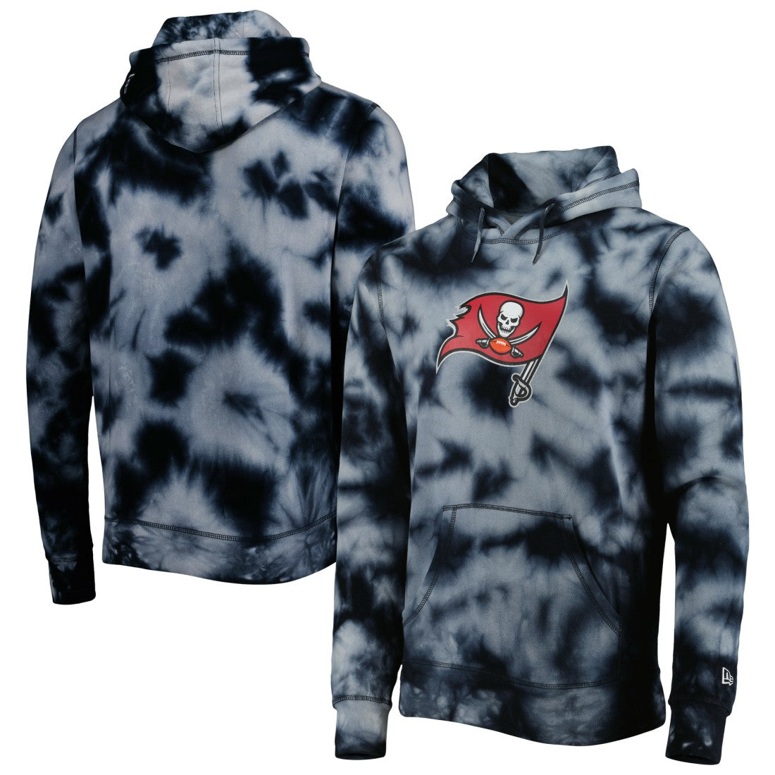 Tampa Bay Buccaneers New Era Team Tie-Dye Pullover Hoodie - Black discount