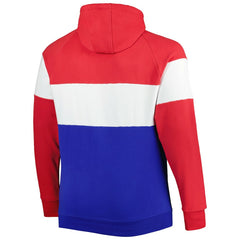 Buffalo Bills New Era Big & Tall Throwback Colorblock Fleece Raglan Pullover Hoodie - Red/Royal online