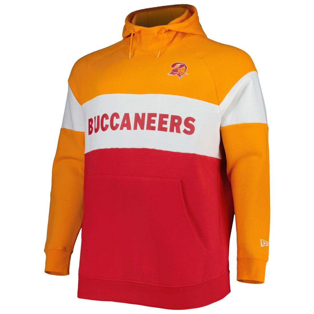 Tampa Bay Buccaneers New Era Big & Tall Throwback Colorblock Fleece Raglan Pullover Hoodie - Orange/Red online