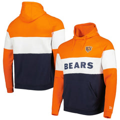 Chicago Bears New Era Colorblock Throwback Pullover Hoodie - Navy/Orange sale