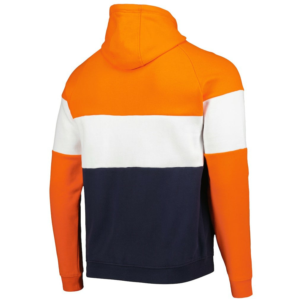 Chicago Bears New Era Colorblock Throwback Pullover Hoodie - Navy/Orange sale