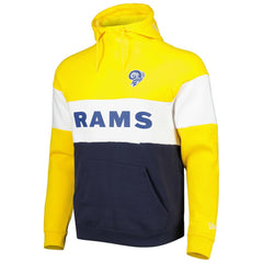 Los Angeles Rams New Era Colorblock Throwback Pullover Hoodie - Navy/Gold on sale