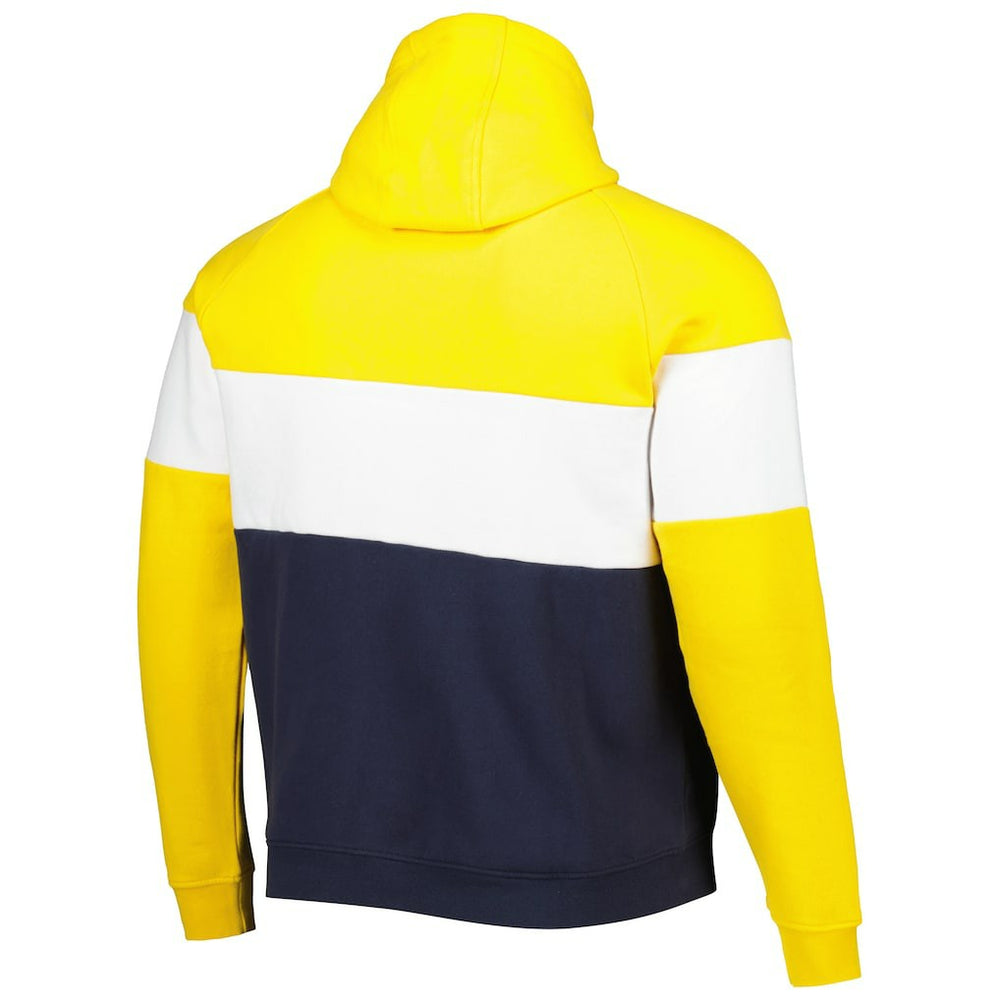 Los Angeles Rams New Era Colorblock Throwback Pullover Hoodie - Navy/Gold on sale