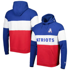 New England Patriots New Era Colorblock Throwback Pullover Hoodie - Red/Royal sale