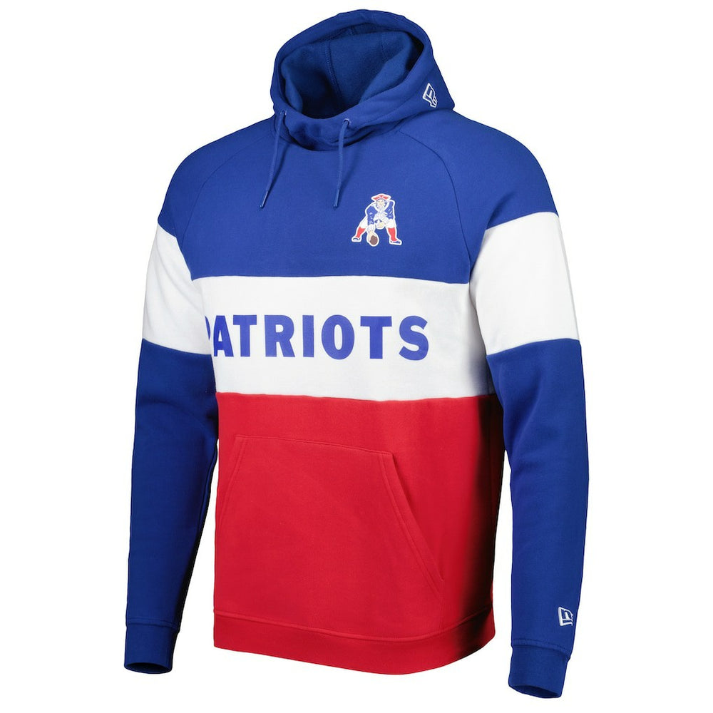 New England Patriots New Era Colorblock Throwback Pullover Hoodie - Red/Royal sale