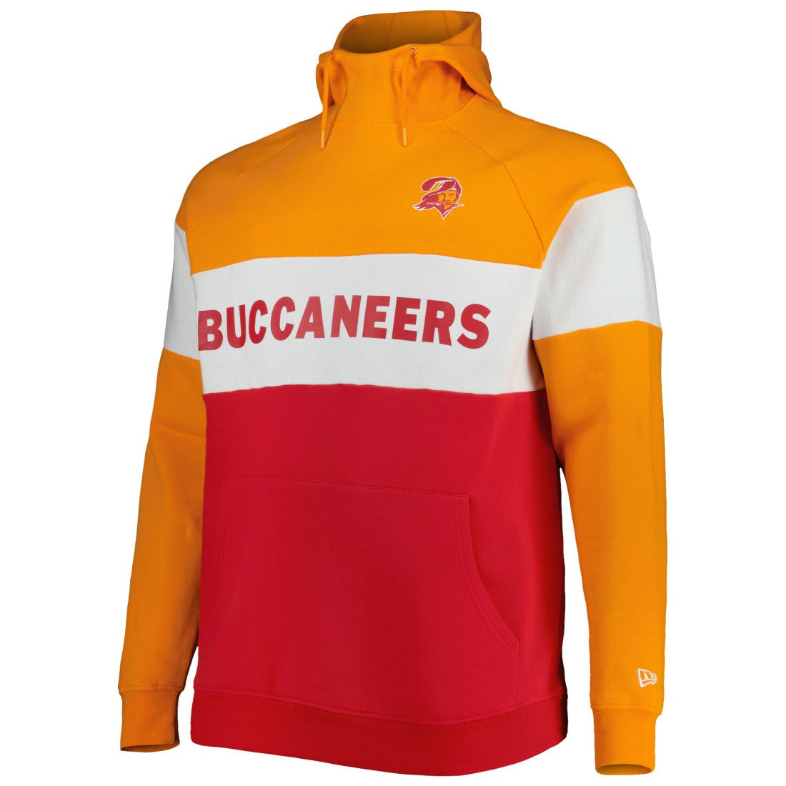 Tampa Bay Buccaneers New Era Big & Tall Throwback Colorblock Raglan Pullover Hoodie - Red sale