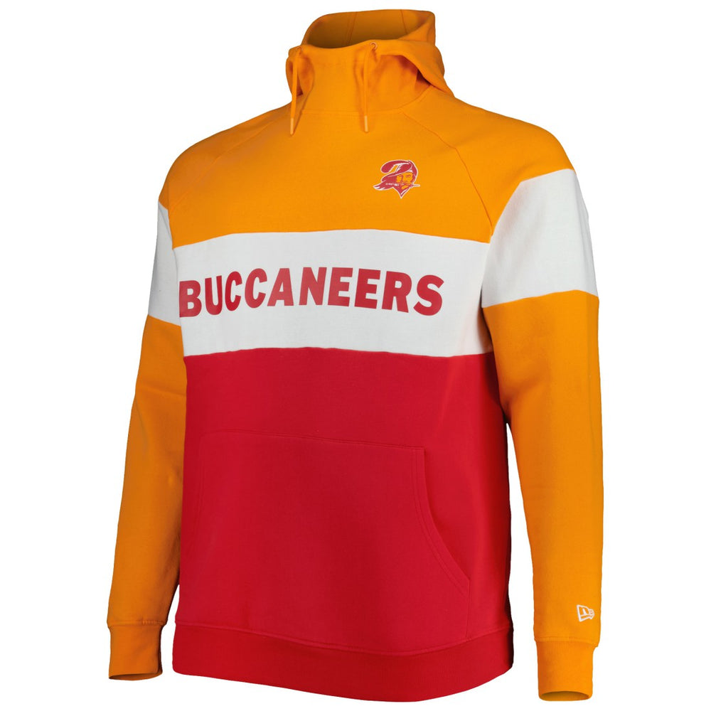 Tampa Bay Buccaneers New Era Big & Tall Throwback Colorblock Raglan Pullover Hoodie - Red sale