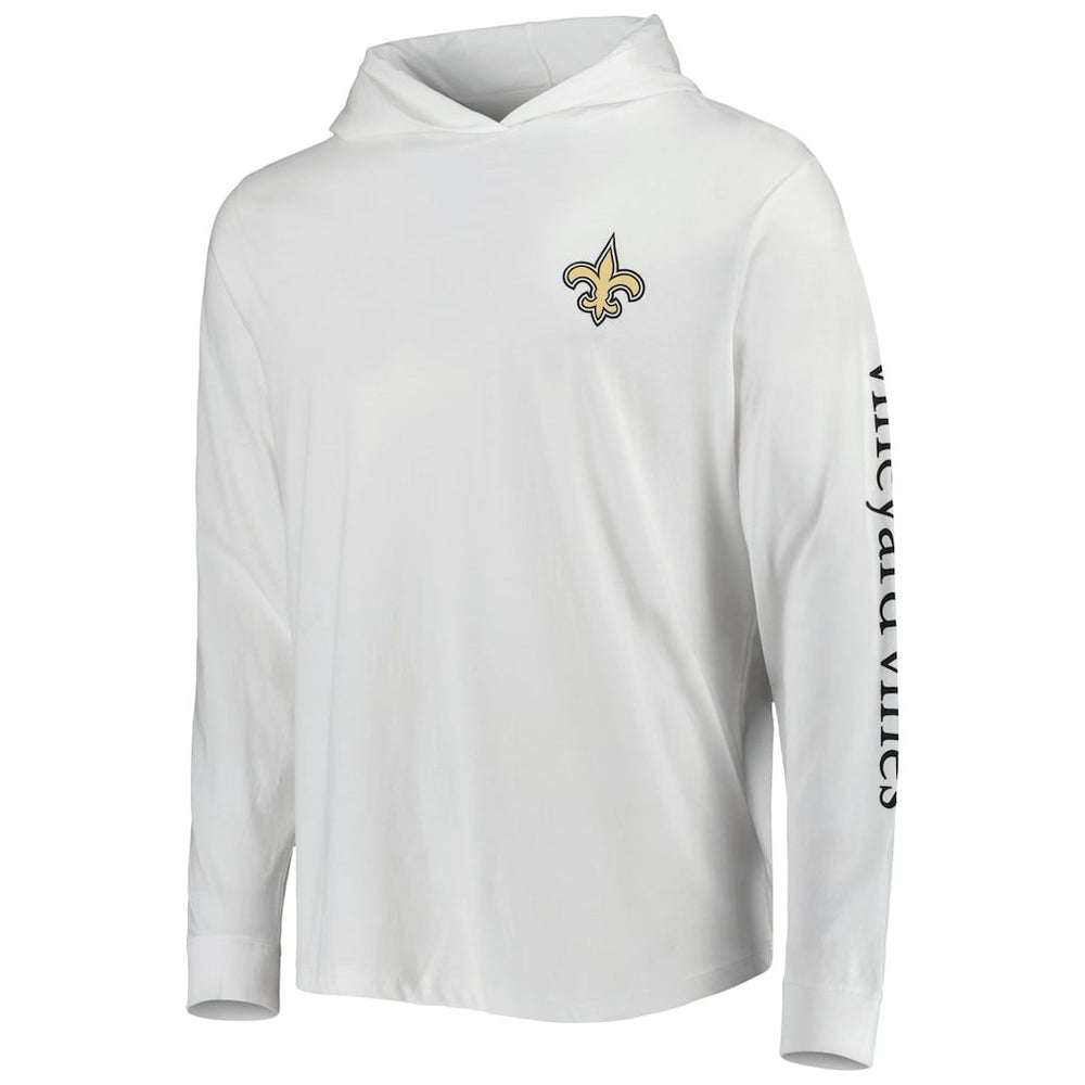 New Orleans Saints Vineyard Vines Local Long Sleeve Hoodie T-Shirt - White for sale