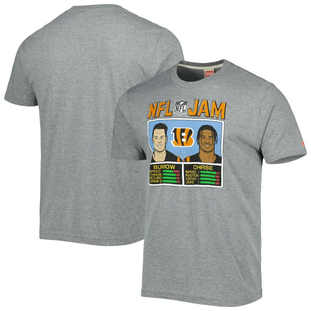 Ja'Marr Chase & Joe Burrow Cincinnati Bengals Homage Unisex NFL Jam Tri-Blend T-Shirt - Heather Gray outlet