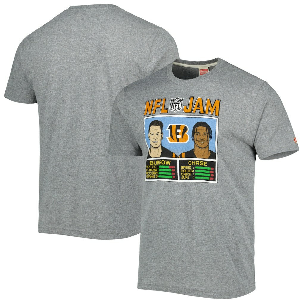 Ja'Marr Chase & Joe Burrow Cincinnati Bengals Homage Unisex NFL Jam Tri-Blend T-Shirt - Heather Gray outlet