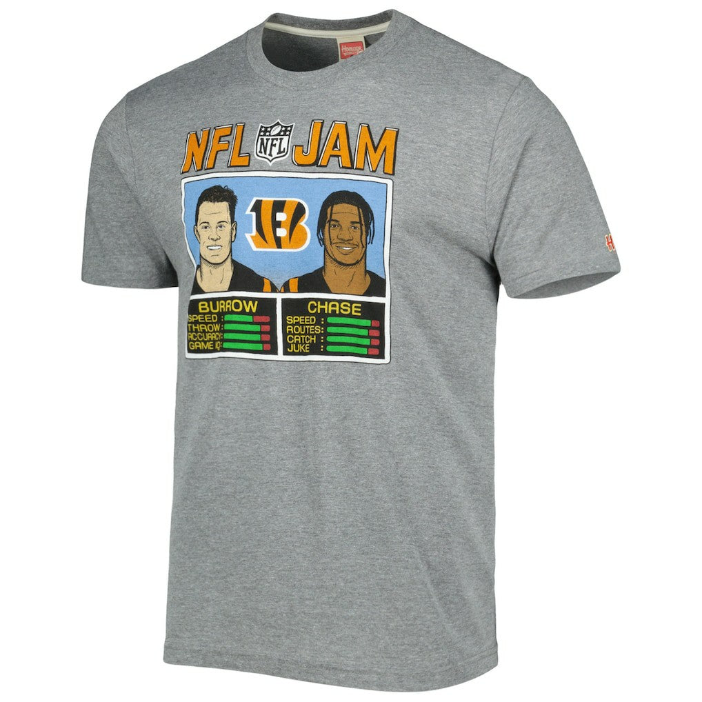 Ja'Marr Chase & Joe Burrow Cincinnati Bengals Homage Unisex NFL Jam Tri-Blend T-Shirt - Heather Gray outlet