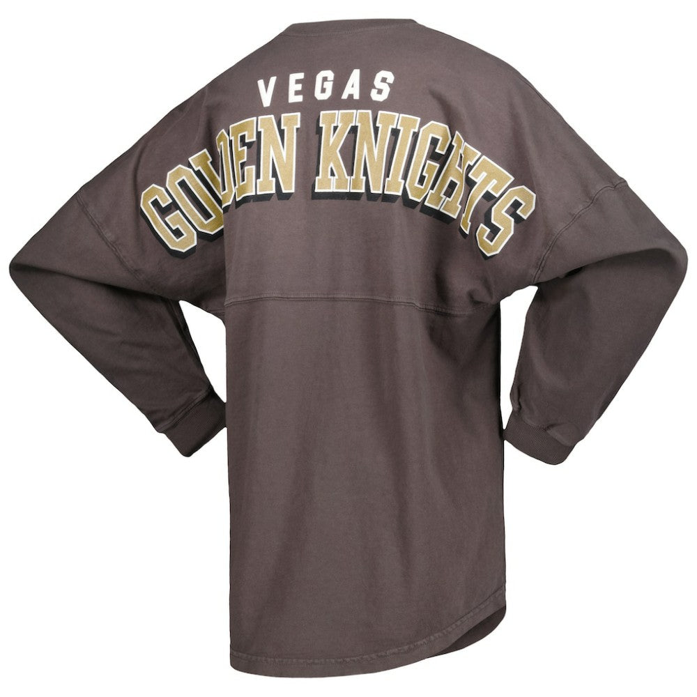 Vegas Golden Knights Fanatics Women's Spirit Lace-Up V-Neck Long Sleeve Jersey T-Shirt - Charcoal T-shirts