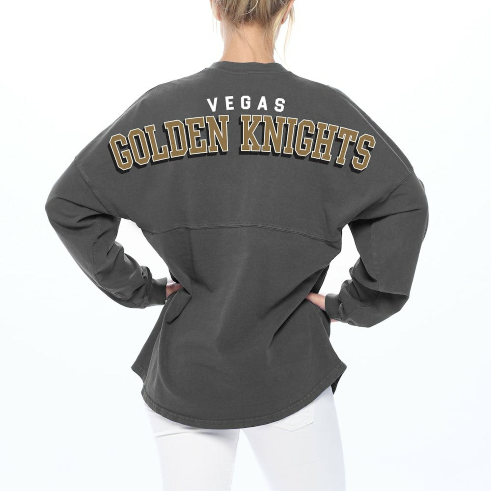 Vegas Golden Knights Fanatics Women's Spirit Lace-Up V-Neck Long Sleeve Jersey T-Shirt - Charcoal T-shirts