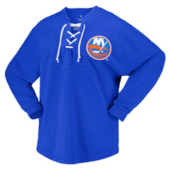 New York Islanders Fanatics Women's Spirit Lace-Up V-Neck Long Sleeve Jersey T-Shirt - Royal T-shirts
