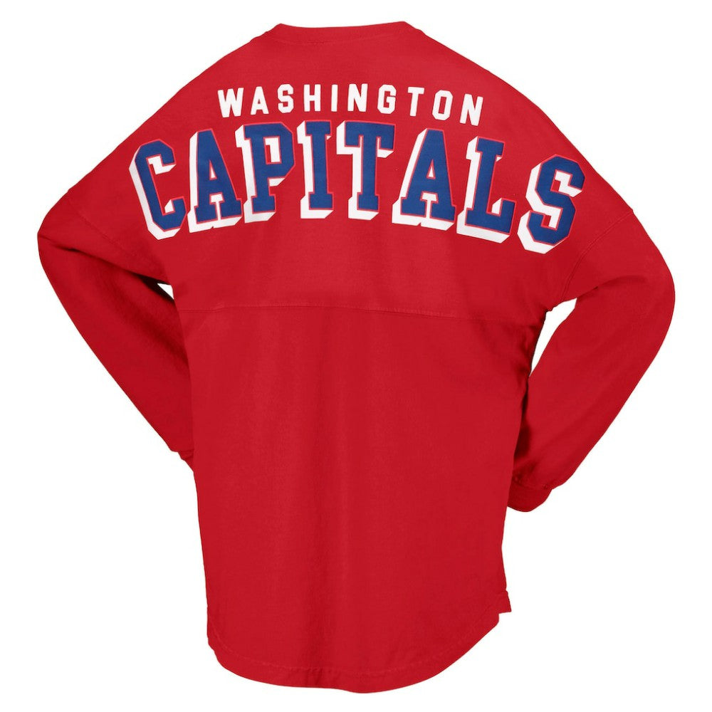 Washington Capitals Fanatics Women's Spirit Lace-Up V-Neck Long Sleeve Jersey T-Shirt - Red T-shirts