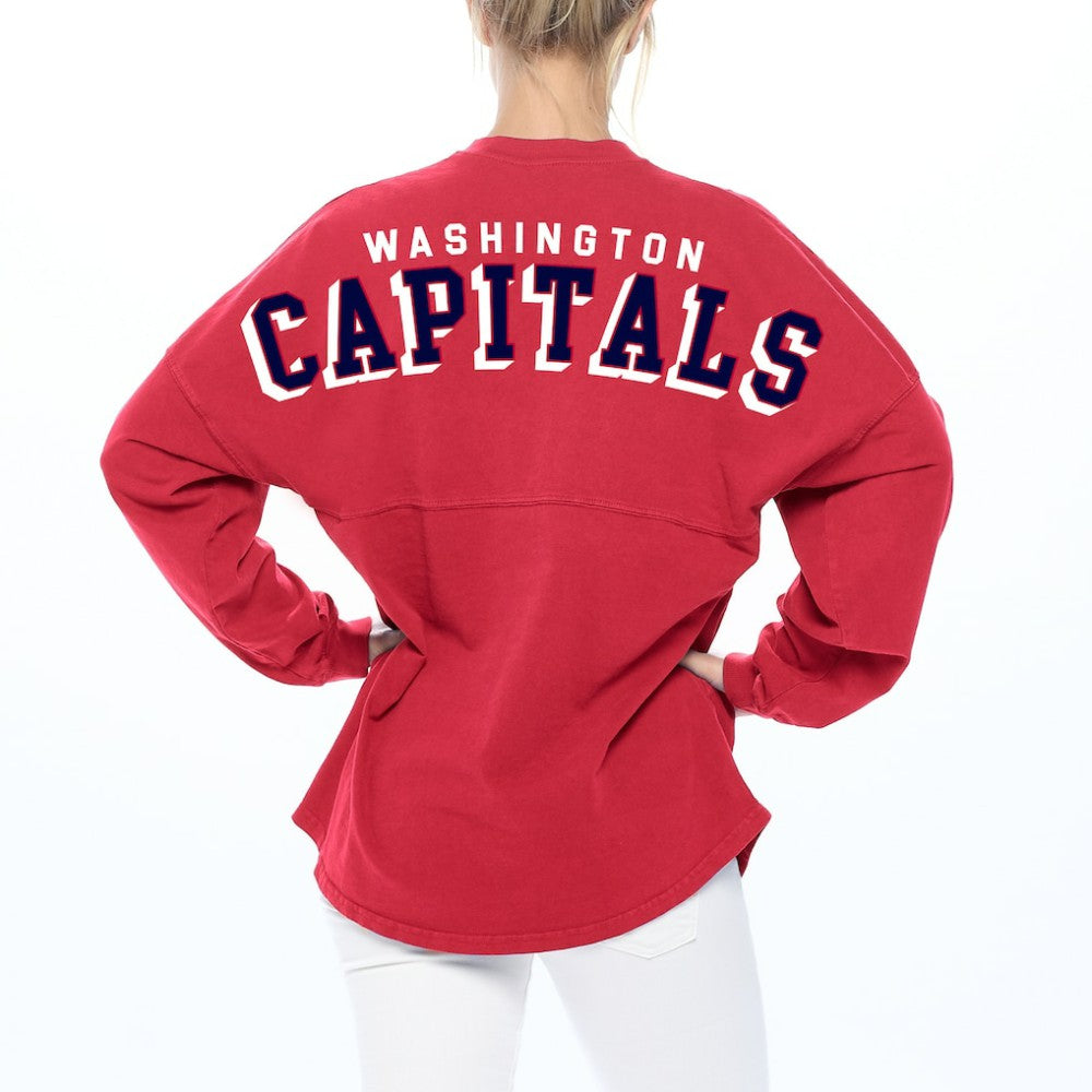 Washington Capitals Fanatics Women's Spirit Lace-Up V-Neck Long Sleeve Jersey T-Shirt - Red T-shirts
