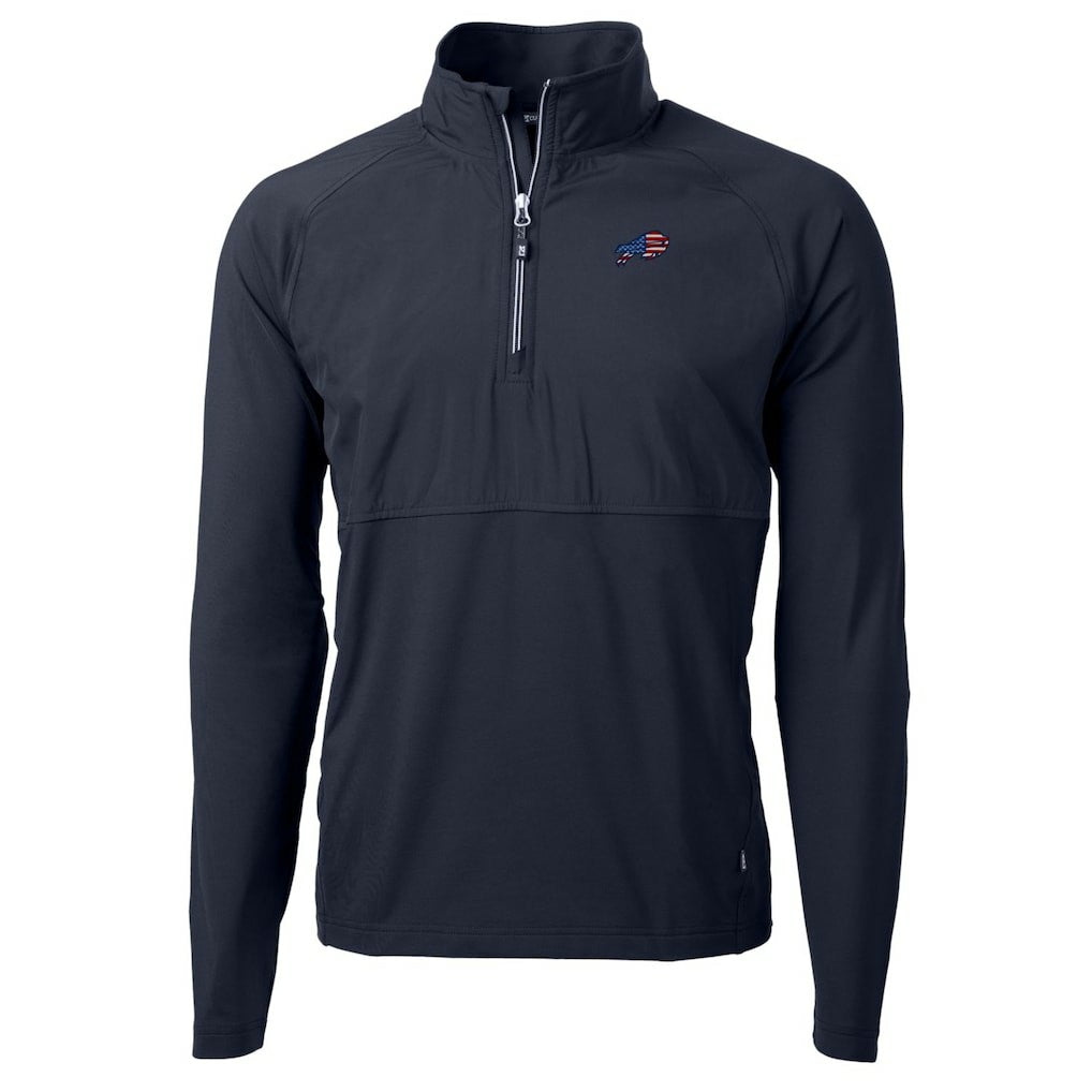 Buffalo Bills Cutter & Buck Adapt Eco Knit Hybrid Recycled Quarter-Zip Pullover Top - Navy on sale