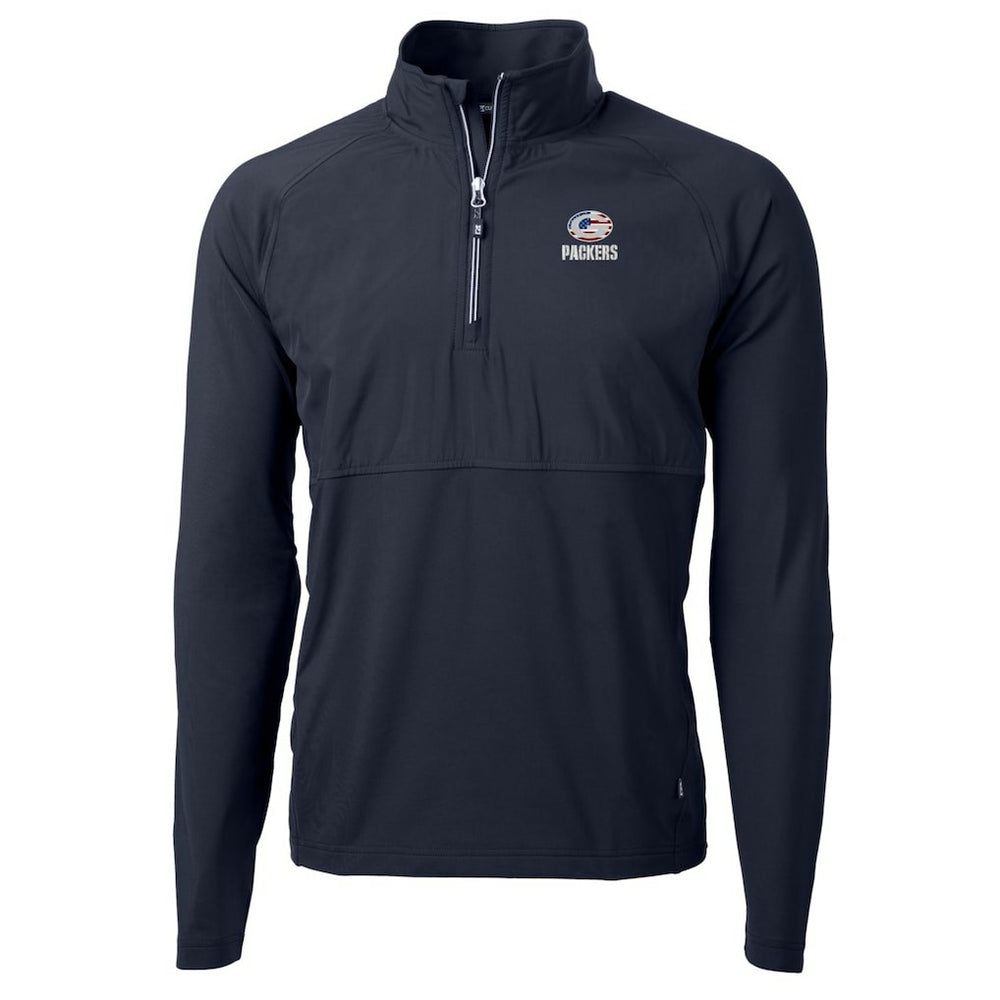Green Bay Packers Cutter & Buck Adapt Eco Knit Hybrid Recycled Quarter-Zip Pullover Top - Navy discount