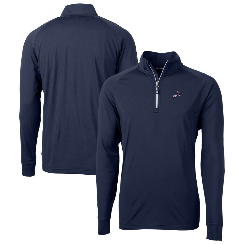 Detroit Lions Cutter & Buck Team Adapt Eco Knit Hybrid Recycled Quarter-Zip Pullover Top - Navy for sale
