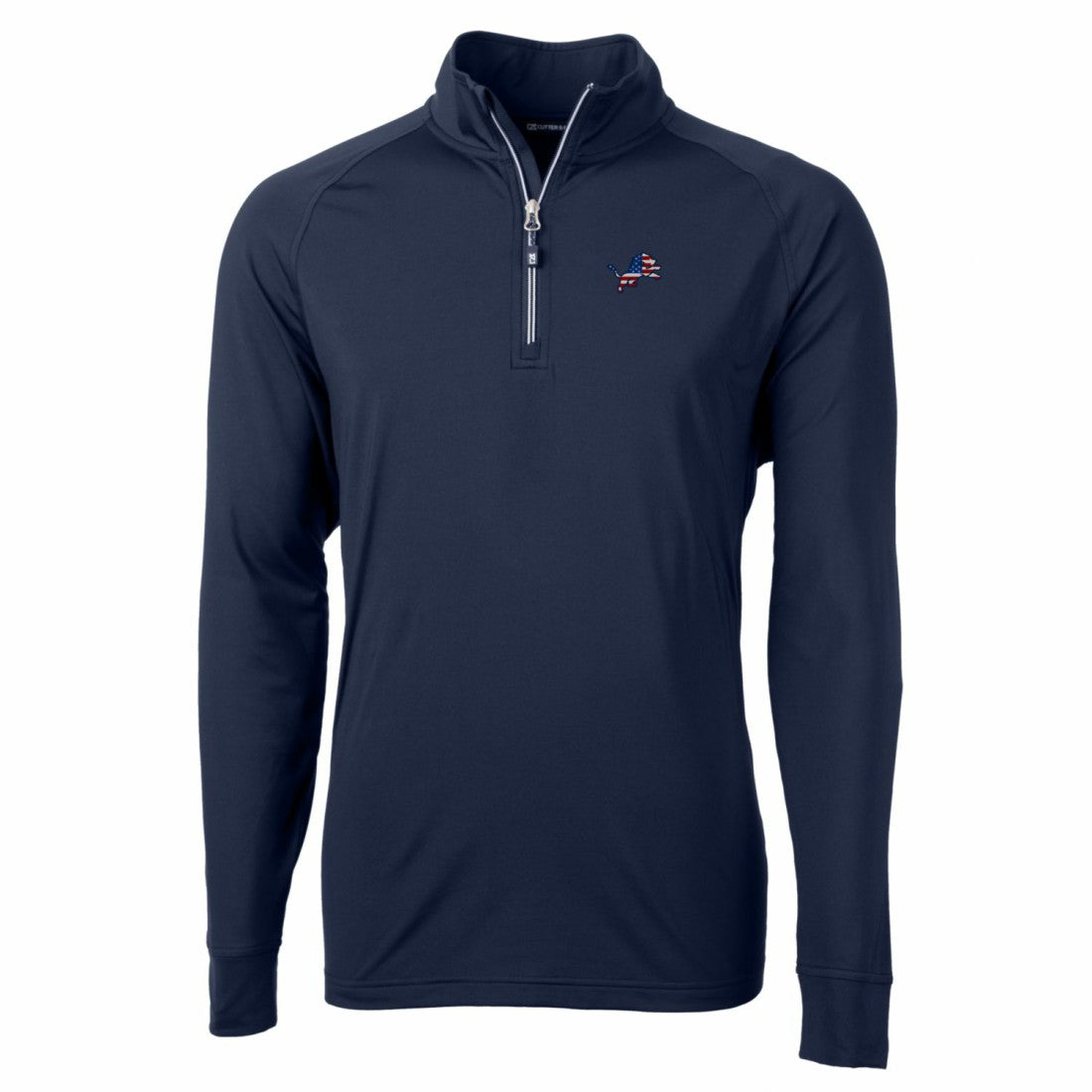 Detroit Lions Cutter & Buck Team Adapt Eco Knit Hybrid Recycled Quarter-Zip Pullover Top - Navy for sale