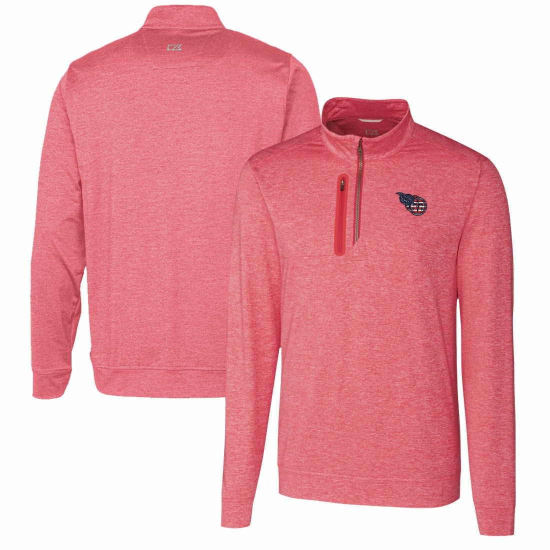 Tennessee Titans Cutter & Buck Stealth Quarter-Zip Pullover Top - Heathered Cardinal online