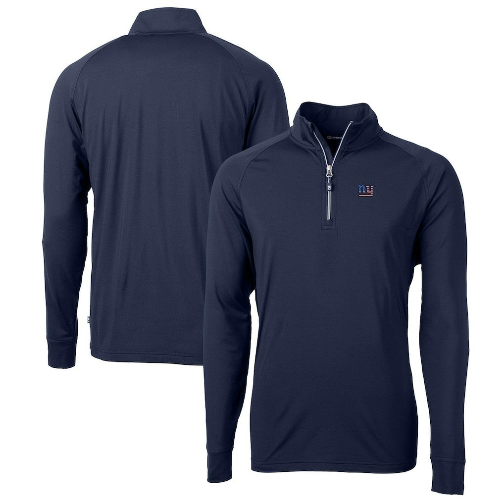 New York Giants Cutter & Buck Big & Tall Adapt Eco Knit Stretch Recycled Quarter-Zip Pullover Top - Navy for sale