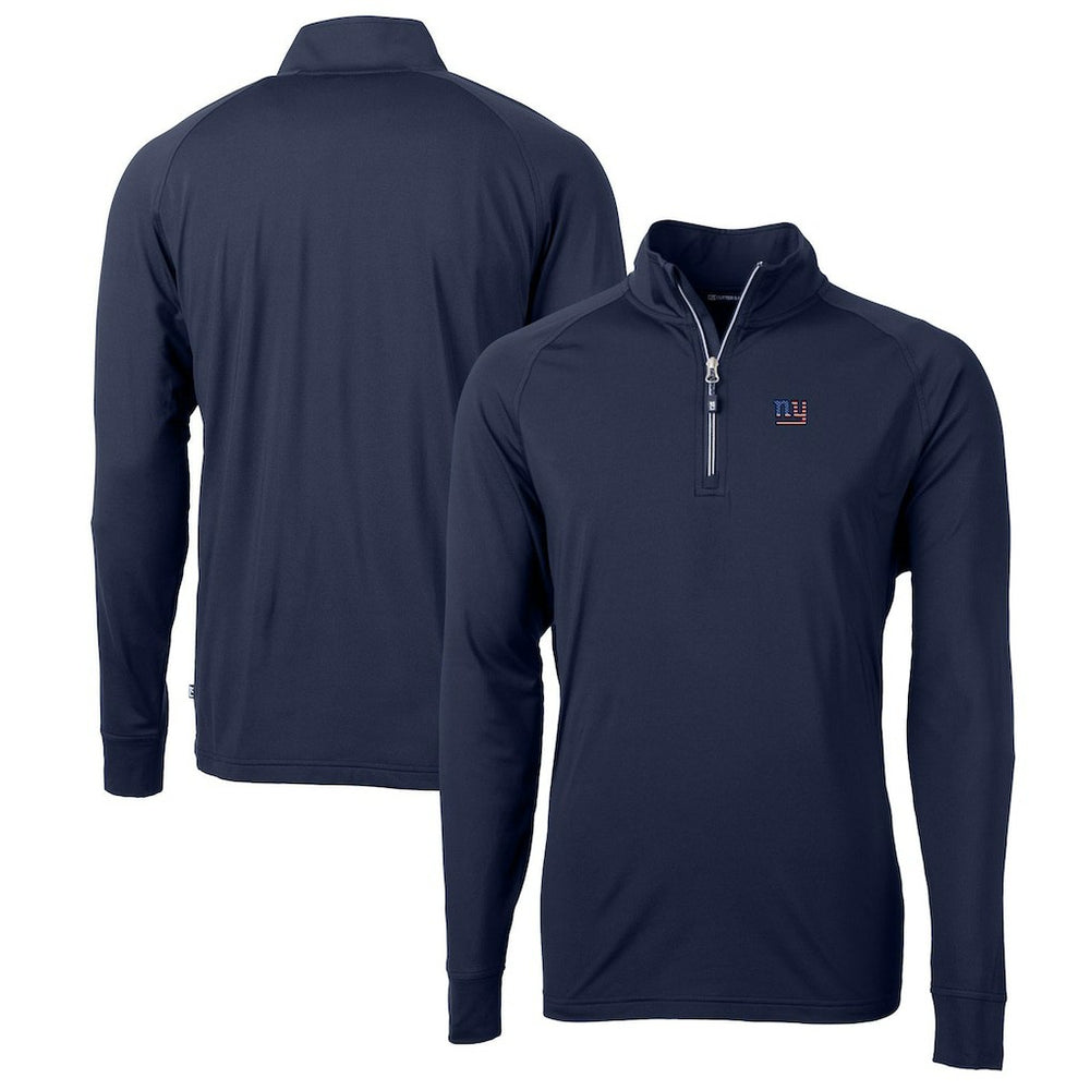 New York Giants Cutter & Buck Big & Tall Adapt Eco Knit Stretch Recycled Quarter-Zip Pullover Top - Navy for sale