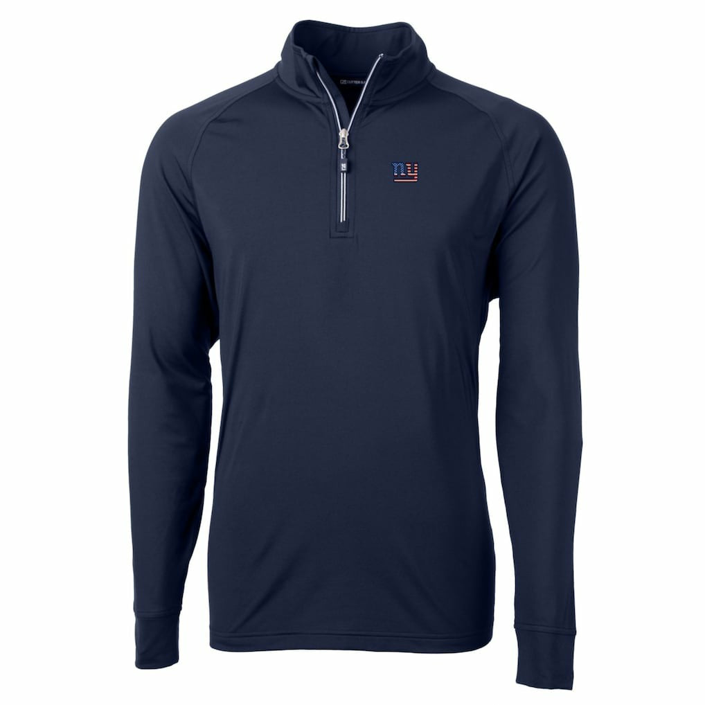 New York Giants Cutter & Buck Big & Tall Adapt Eco Knit Stretch Recycled Quarter-Zip Pullover Top - Navy for sale