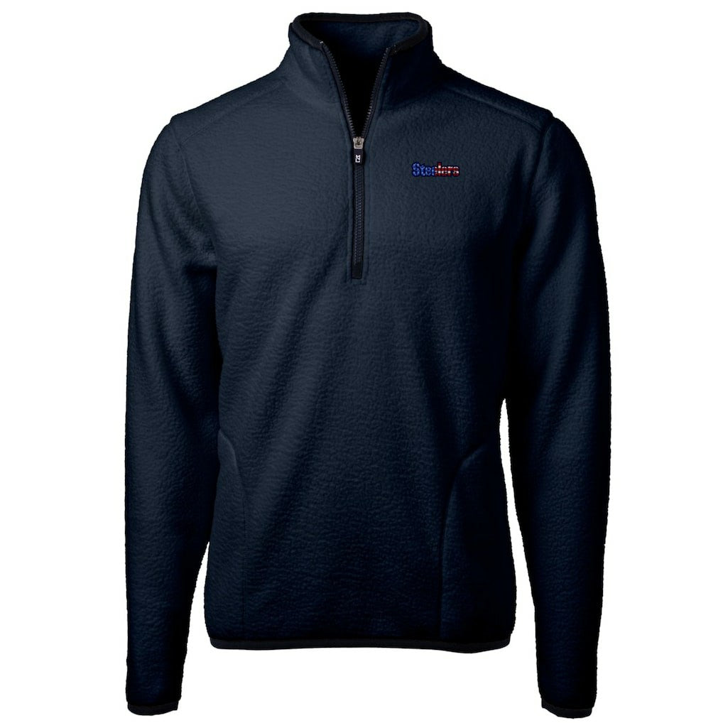 Pittsburgh Steelers Cutter & Buck Big & Tall Cascade Eco Sherpa Fleece Quarter-Zip Pullover Jacket - Navy discount