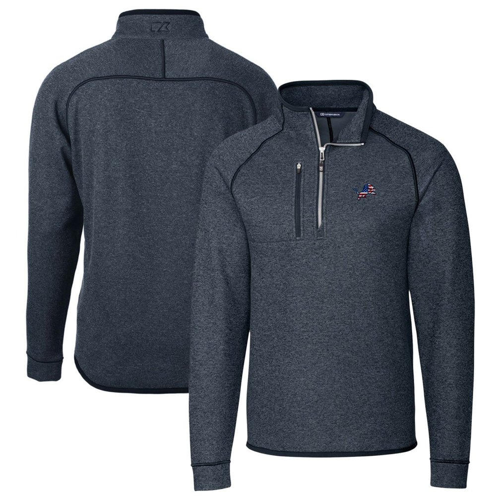 Detroit Lions Cutter & Buck Big & Tall Mainsail Sweater Knit Half-Zip Pullover Jacket - Heathered Navy for sale