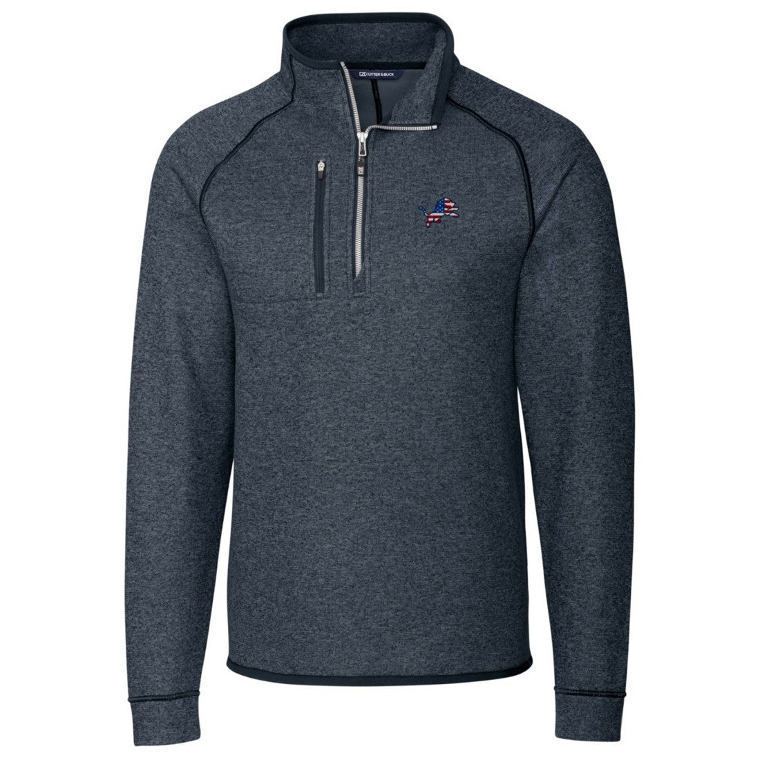 Detroit Lions Cutter & Buck Big & Tall Mainsail Sweater Knit Half-Zip Pullover Jacket - Heathered Navy for sale