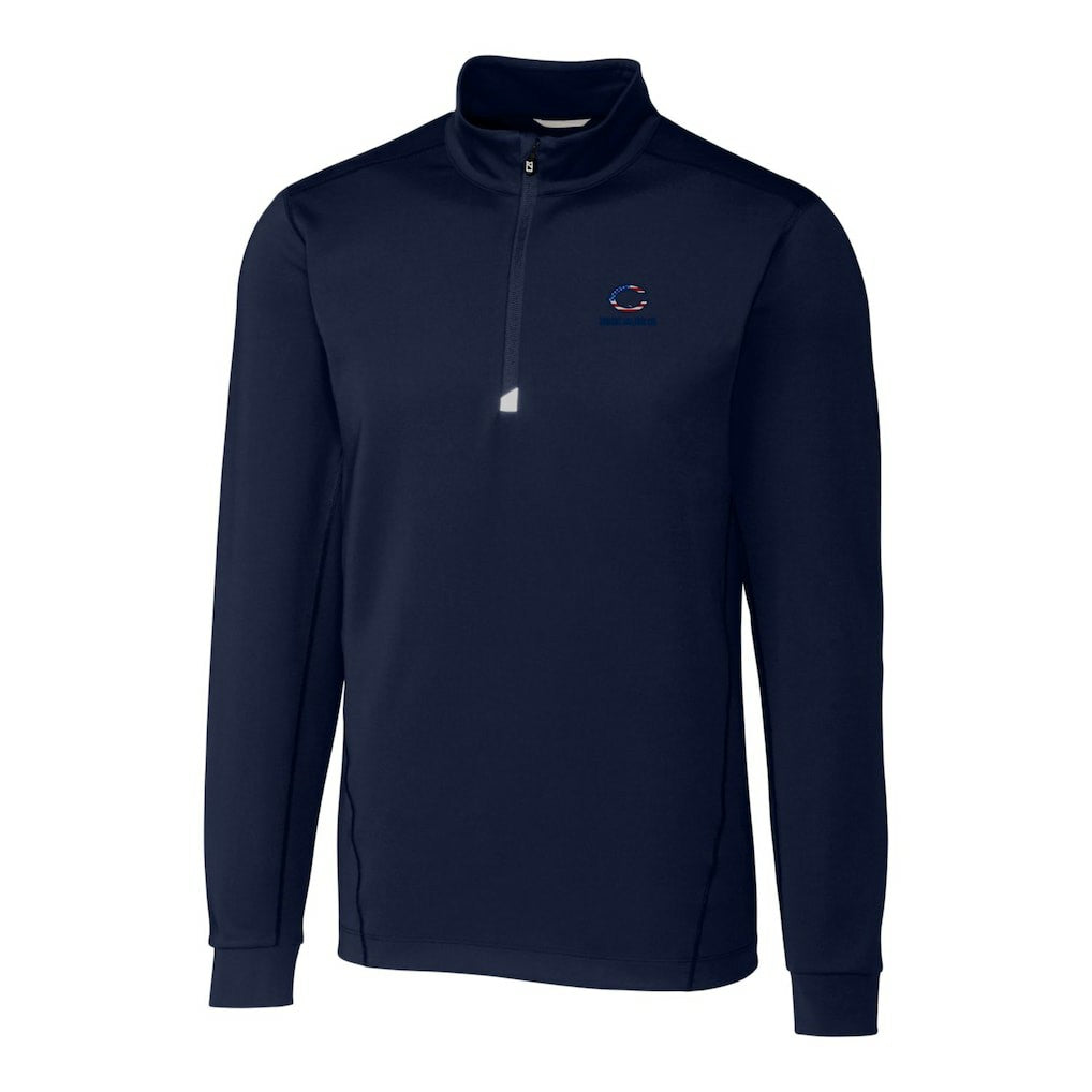 Chicago Bears Cutter & Buck Big & Tall Traverse Stretch Quarter-Zip Pullover Top - Navy for sale