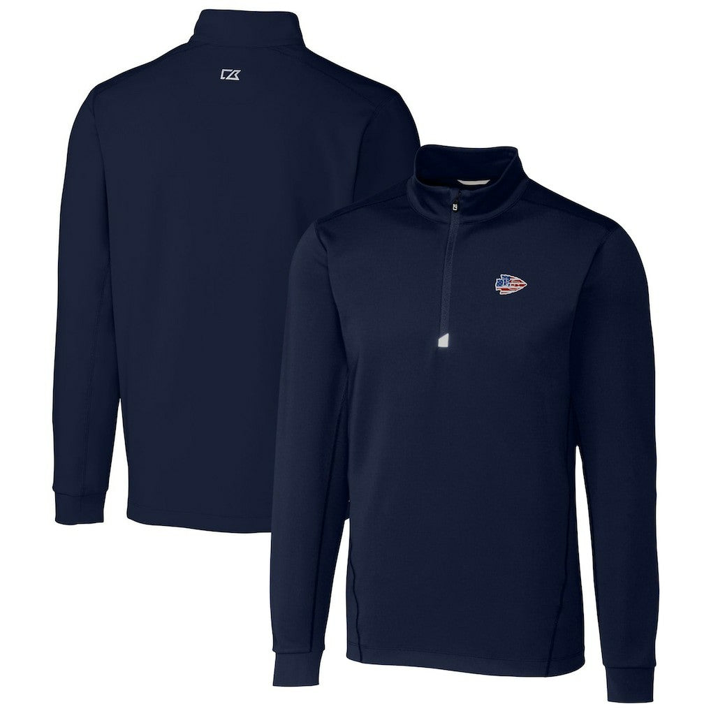 Kansas City Chiefs Cutter & Buck Big & Tall Traverse Stretch Quarter-Zip Pullover Top - Navy on sale