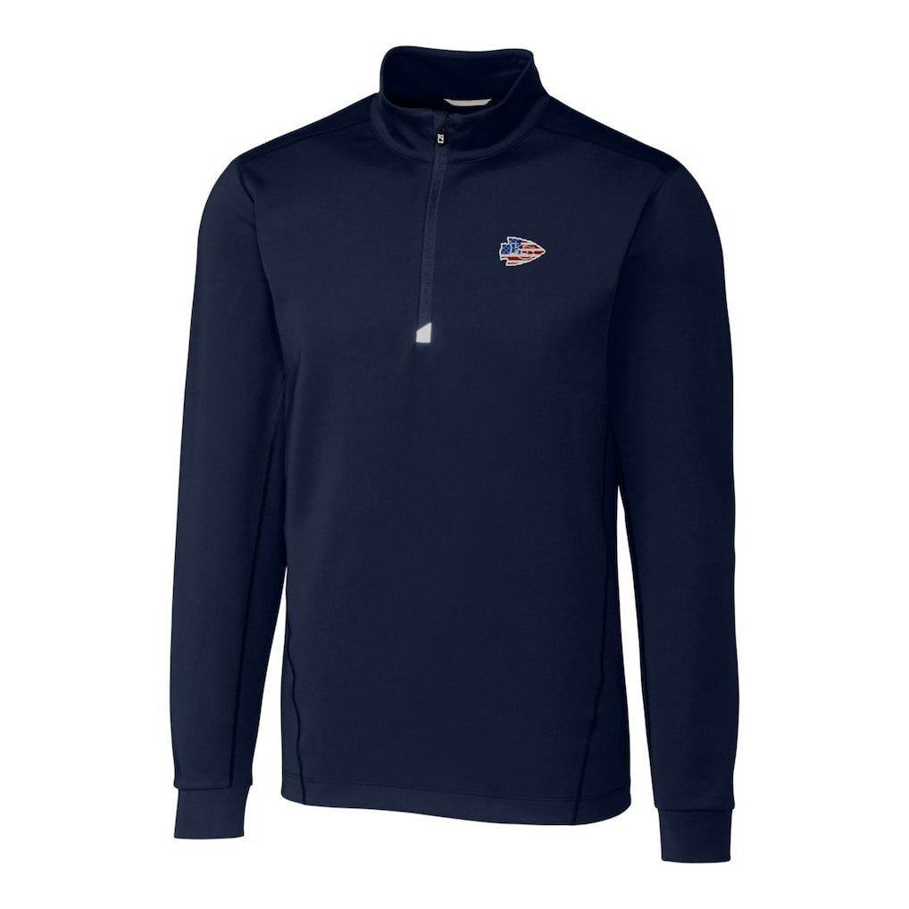 Kansas City Chiefs Cutter & Buck Big & Tall Traverse Stretch Quarter-Zip Pullover Top - Navy on sale
