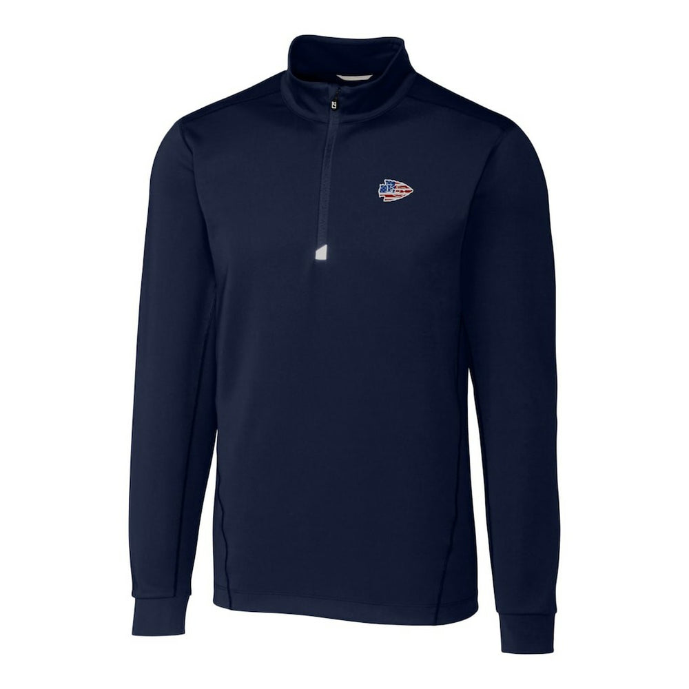 Kansas City Chiefs Cutter & Buck Big & Tall Traverse Stretch Quarter-Zip Pullover Top - Navy on sale