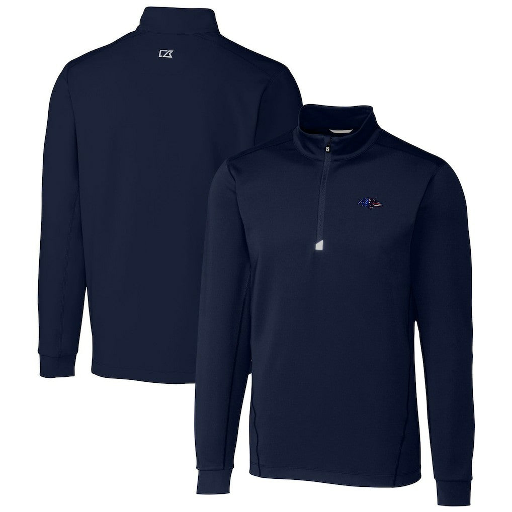 Baltimore Ravens Cutter & Buck Big & Tall Traverse Stretch Quarter-Zip Pullover Top - Navy online