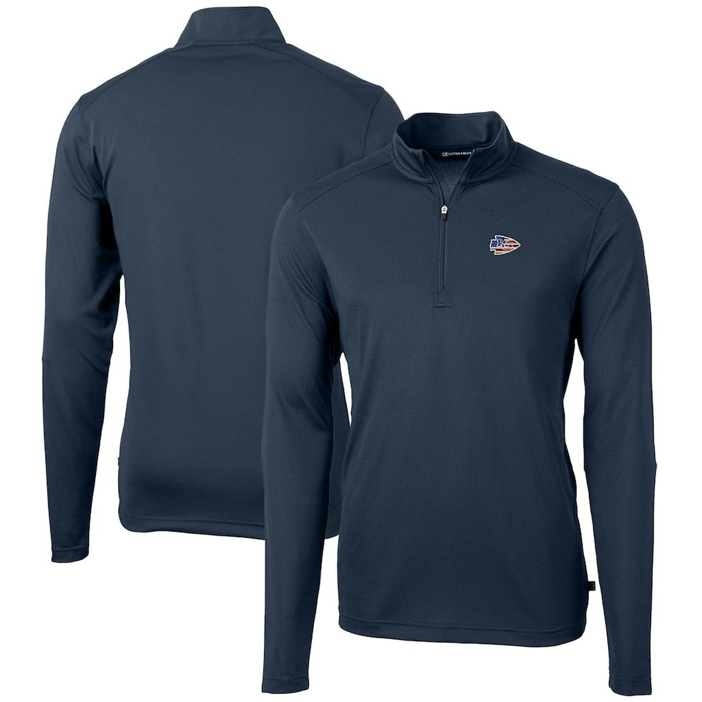 Kansas City Chiefs Cutter & Buck Big & Tall Virtue Eco Pique Recycled Quarter-Zip Jacket - Navy discount