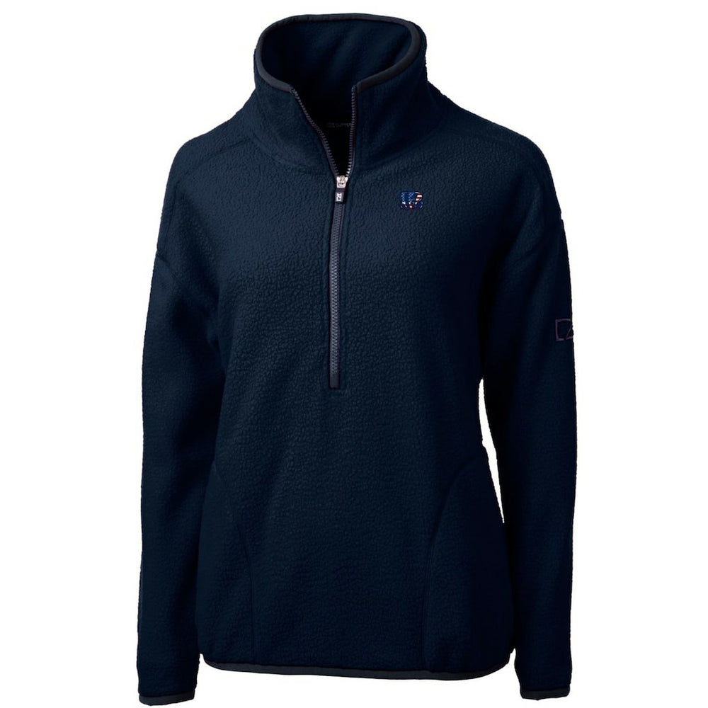 Cincinnati Bengals Cutter & Buck Women's Americana Cascade Eco Sherpa Fleece Half-Zip Pullover Jacket - Navy cheap