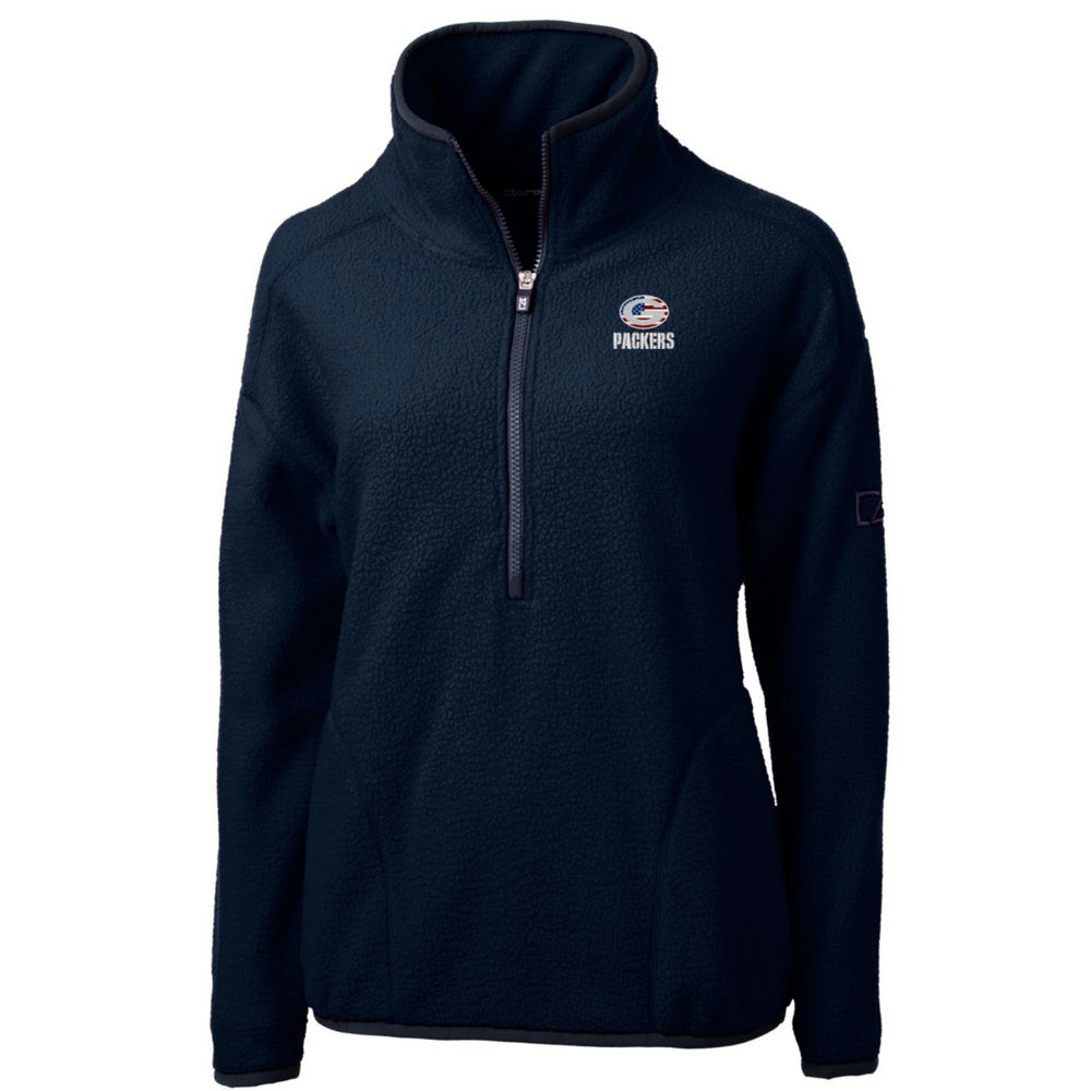 Green Bay Packers Cutter & Buck Women's Americana Cascade Eco Sherpa Fleece Half-Zip Pullover Jacket - Navy online