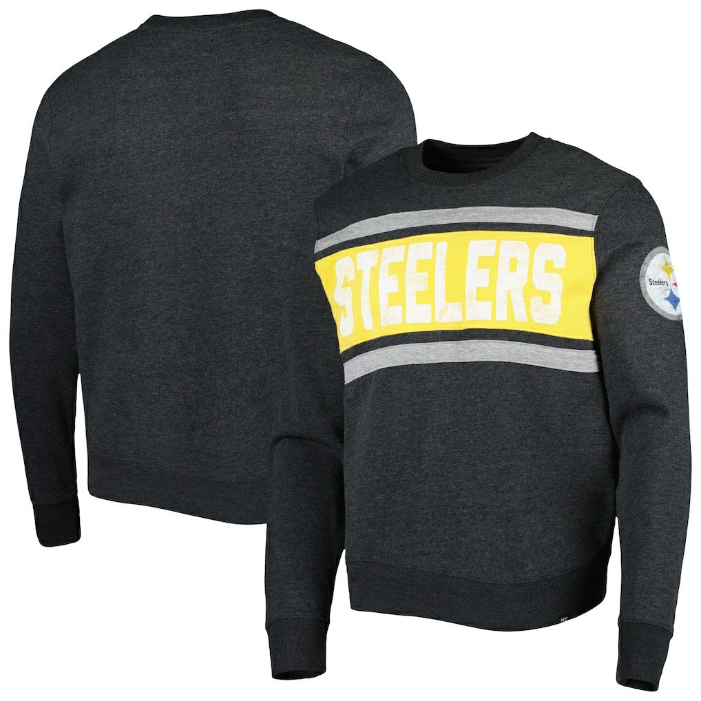 Pittsburgh Steelers '47 Bypass Tribeca Pullover Sweatshirt - Heathered Black cheap
