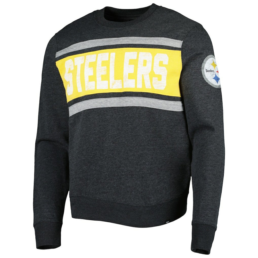 Pittsburgh Steelers '47 Bypass Tribeca Pullover Sweatshirt - Heathered Black cheap