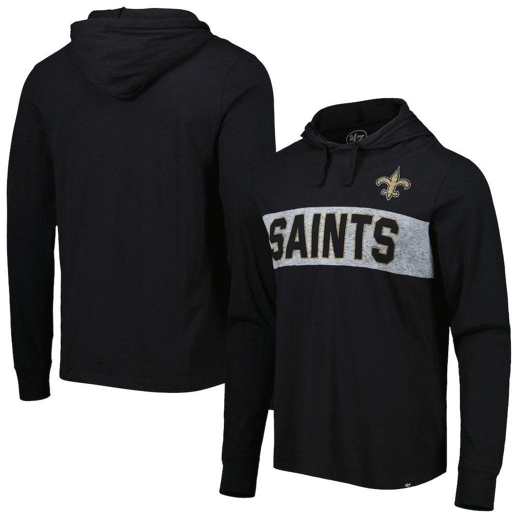 New Orleans Saints '47 Field Franklin Hooded Long Sleeve T-Shirt - Black cheap