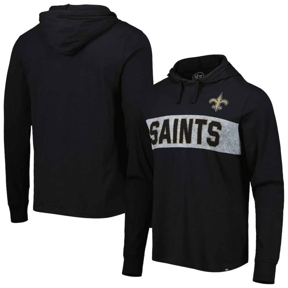 New Orleans Saints '47 Field Franklin Hooded Long Sleeve T-Shirt - Black cheap