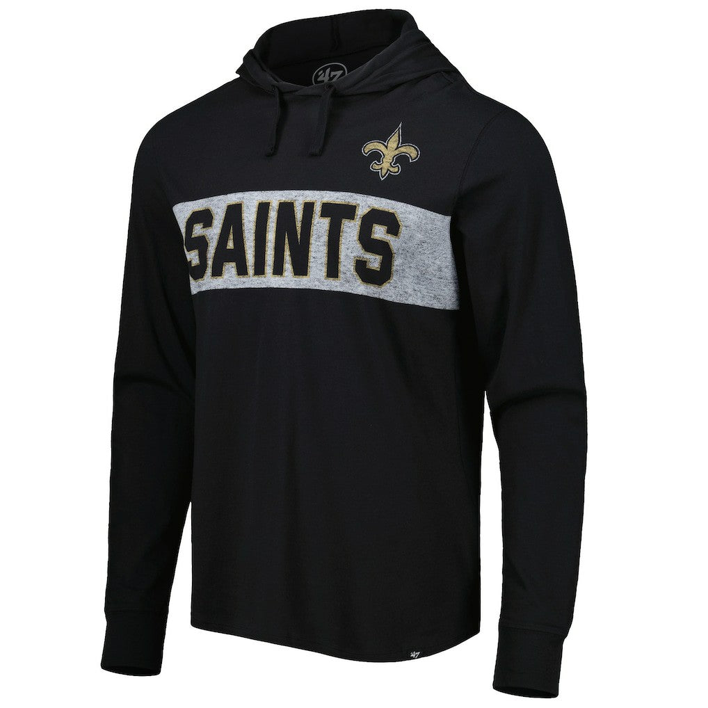 New Orleans Saints '47 Field Franklin Hooded Long Sleeve T-Shirt - Black cheap