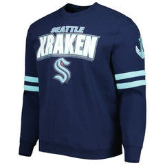 Seattle Kraken Mitchell & Ness Allover Logo Pullover Sweatshirt - Deep Sea Blue Sweatshirts