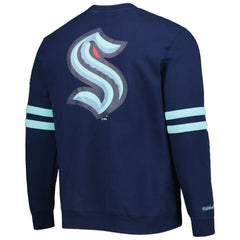 Seattle Kraken Mitchell & Ness Allover Logo Pullover Sweatshirt - Deep Sea Blue Sweatshirts
