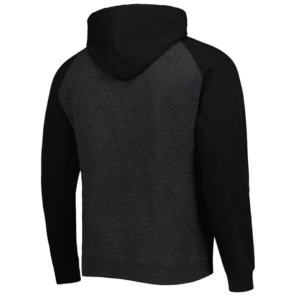 St. Louis Blues Mitchell & Ness Distressed Logo Raglan Pullover Hoodie - Heather Black Hoodies