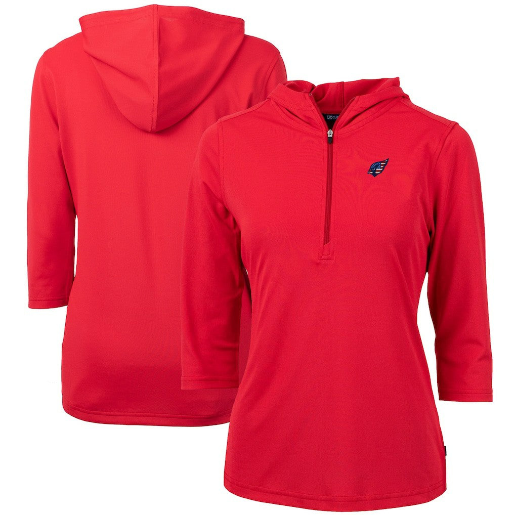 Arizona Cardinals Cutter & Buck Women's Virtue Eco Pique 3/4 Sleeve Half-Zip Pullover Hoodie - Red for sale