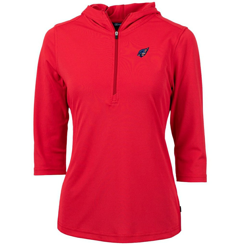 Arizona Cardinals Cutter & Buck Women's Virtue Eco Pique 3/4 Sleeve Half-Zip Pullover Hoodie - Red for sale