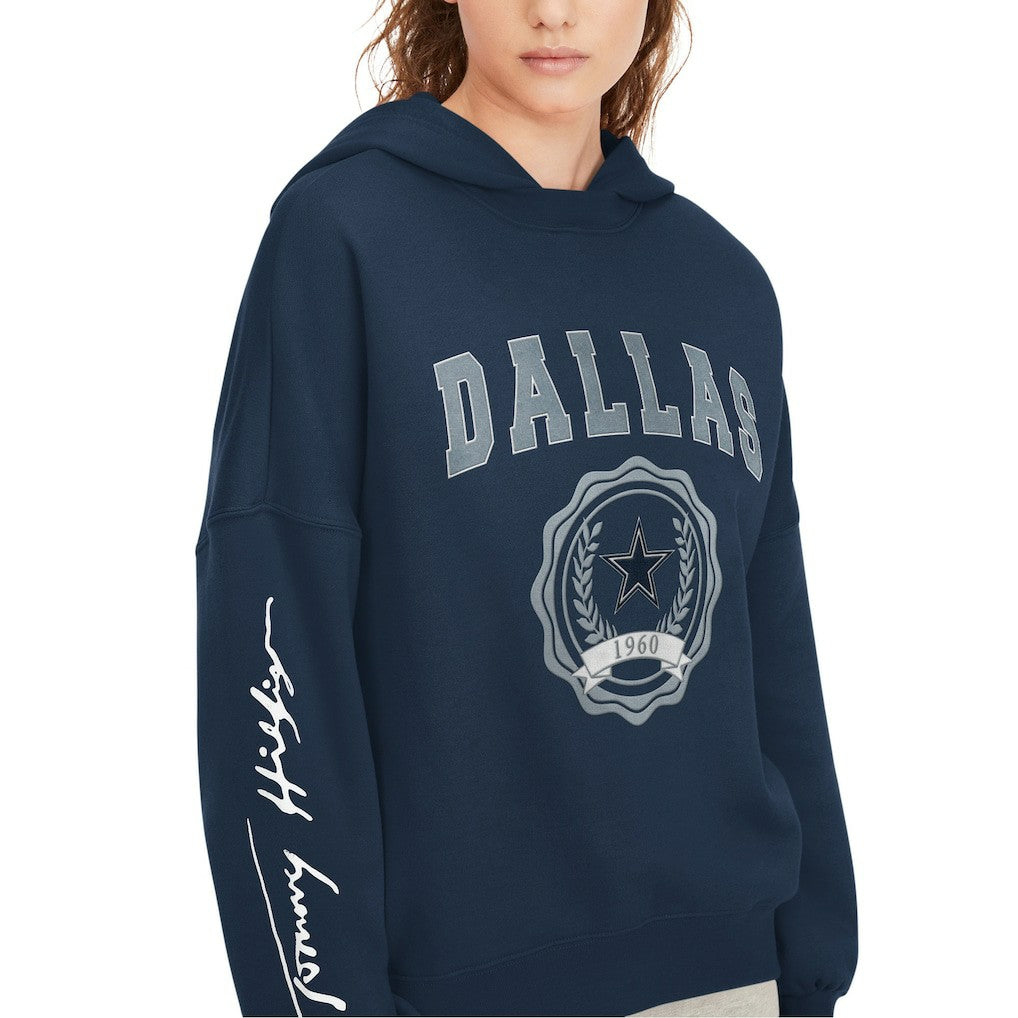 Dallas Cowboys Tommy Hilfiger Women's Becca Dropped Shoulders Pullover Hoodie - Navy outlet